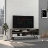 Tv Stand 2.0 For TV´s up 52" Bull, Three Open Shelves,Two Drawers, Dark Brown / White Finish