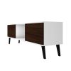 Manhattan Comfort Doyers 62.20 Mid-Century Modern TV Stand in White and Nut Brown