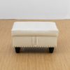 White Faux Leather Synthetic Leather Storage Ottoman