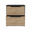 Nightstand Cervants, Two Drawers, Metal Handle, Black wengue / Pine Finish