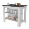 Kitchen Island Dozza, Three Shelves, White / Onyx Finish