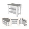 Kitchen Island Dozza, Three Shelves, White / Ibiza Marble Finish