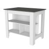 Kitchen Island Dozza, Three Shelves, White / Onyx Finish