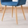 Velet Upholstered Side Dining Chair with Metal Leg(Blue velet+Beech Wooden Printing Leg),KD backrest