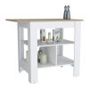 Kitchen Island Pompeya, Three Shelves, White Finish