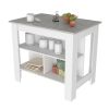 Kitchen Island Dozza, Three Shelves, White / Ibiza Marble Finish