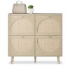 4 Drawers Shoe Cabinet Rattan Shoe Rack Shoe Storage Cupboard Organizer Unit