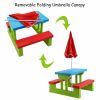 Kids Picnic Folding Table and Bench Set with Umbrella