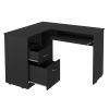 L-Shaped Desk Bradford, Keyboard Shelf, Black Wengue Finish