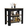 Kitchen Island 40 Inches Dozza, Two Shelves, Black Wengue / Light Oak Finish