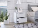 Nightstand Cervants, Two Drawers, Metal Handle, White Finish