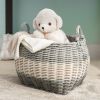 Zita Oval Resin Woven Wicker Multi-Use Storage Basket with Handles - 18" x 15" x 15" - White-Gray - For Towel, Toys, Magazines Storage and Home Decora