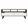 Tv Stand 2.0 For TV´s up 52" Bull, Three Open Shelves,Two Drawers, Dark Brown / White Finish