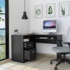 L-Shaped Desk Bradford, Keyboard Shelf, Black Wengue Finish