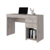 Computer Desk Limestone, Two Drawers, Light Gray Finish