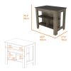 Kitchen Island Dozza, Three Shelves, Dark Brown / Onyx Finish