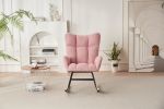 Rocking Chair Nursery, Solid Wood Legs Reading Chair withTeddy Fabric Upholstered, Nap Armchair for Living Rooms, Bedrooms, Offices, Best Gift,Pink Te