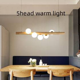 Chandelier Solid Wood Modern Minimalist Log (Option: 5head warm light-G9 light source 5W-EU)