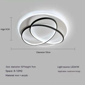 Clover LED Ceiling Lamp Nordic Living Room Modern Light Luxury Bedroom Light Warm Room Lamp (Option: 50cm Black 61W-White Light 6500K)