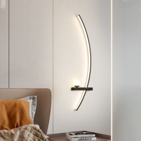 Modern Living Room Grille Minimalist Bedside Lamp (Option: Black Right 55cm Warm Light)