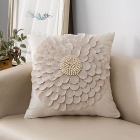 Affordable Luxury Style French Cream Style Three-dimensional Petals Netherlands Velvet Simple Sofa Pillow (Option: White-45x45CM Pillowcase)