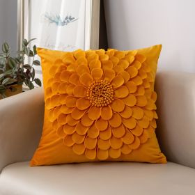 Affordable Luxury Style French Cream Style Three-dimensional Petals Netherlands Velvet Simple Sofa Pillow (Option: Yellow-45x45CM Pillowcase)