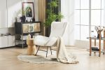 Rocking Chair Nursery, Solid Wood Legs Reading Chair with Teddy Fabric Upholstered , Nap Armchair for Living Rooms, Bedrooms, Offices, Best Gift,White