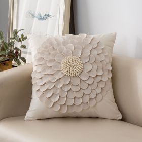 Affordable Luxury Style French Cream Style Three-dimensional Petals Netherlands Velvet Simple Sofa Pillow (Option: White-45x 45CM Pillow)