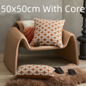 Sofa Cushion Case Bedside Square Pillow Backrest Throw Pillowcase (Option: Square Chain-50x50cm With Core)